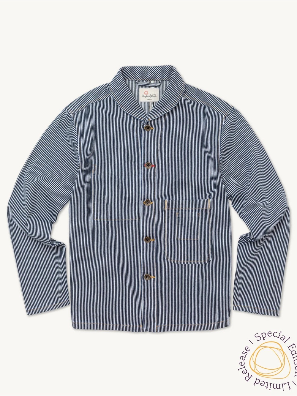 Imperfects Men’s Shepherds Organic Cotton Hickory Stripe Shirt Jacket